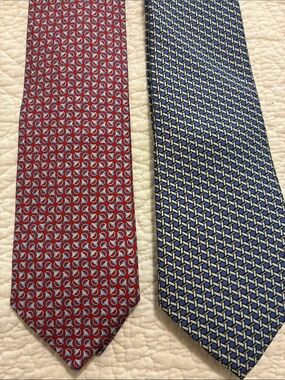 J. McLaughlin Red and Blue Patterned Silk Ties